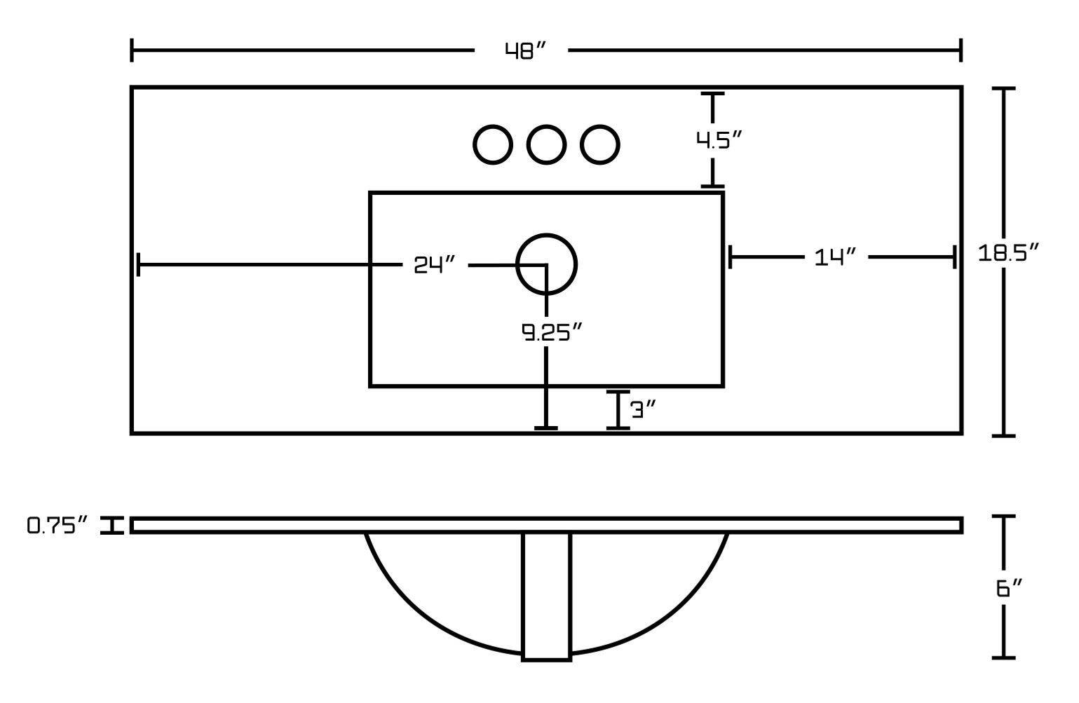 American Imaginations AI-19456 48-in. W Floor Mount White Vanity Set For 3H4-in. Drilling