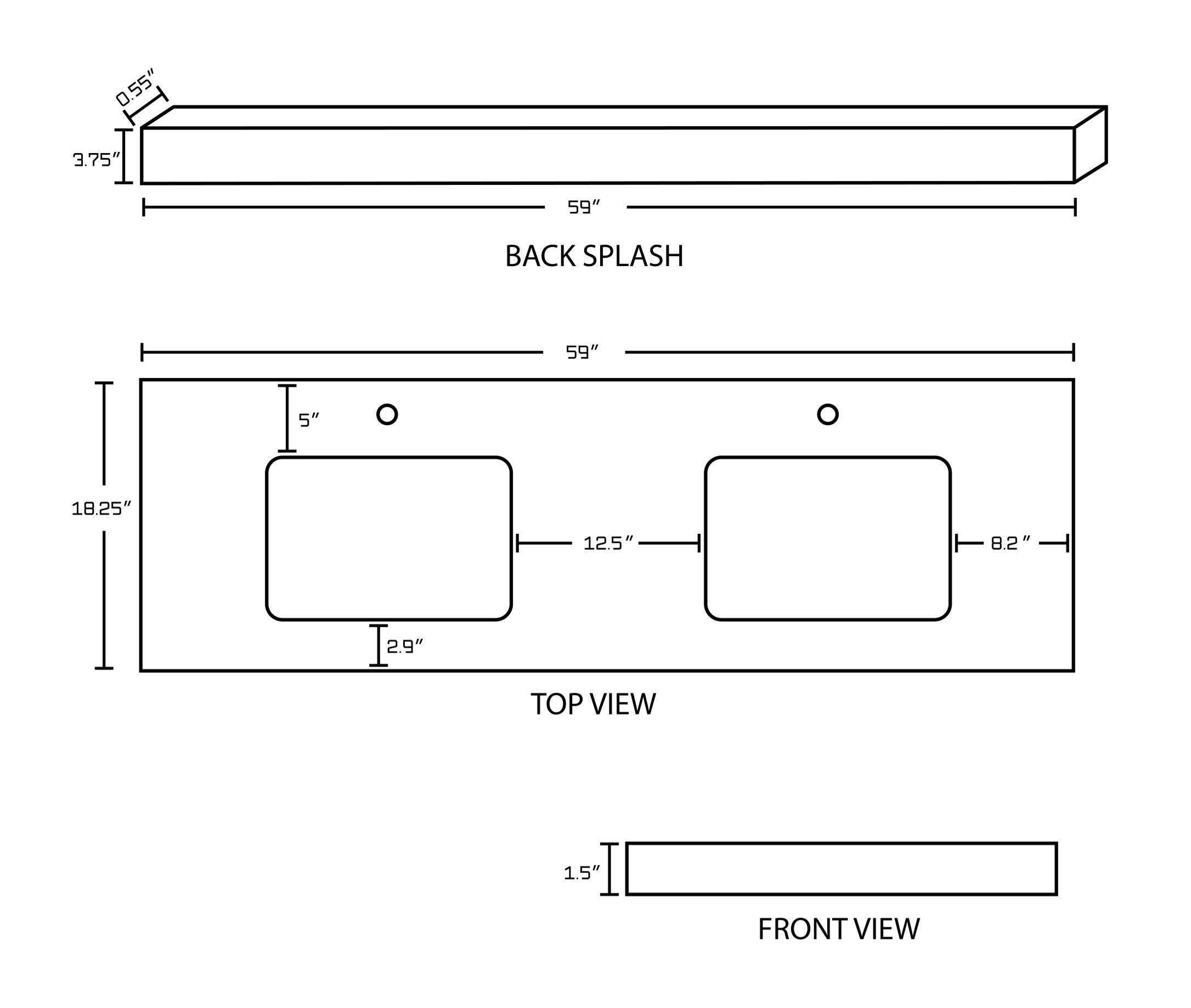 American Imaginations AI-19547 59-in. W Floor Mount Walnut Vanity Set For 1 Hole Drilling Beige Top White UM Sink