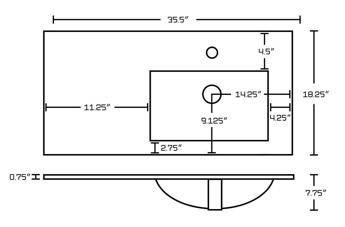 American Imaginations AI-19570 35.5-in. W Floor Mount Dawn Grey Vanity Set For 1 Hole Drilling