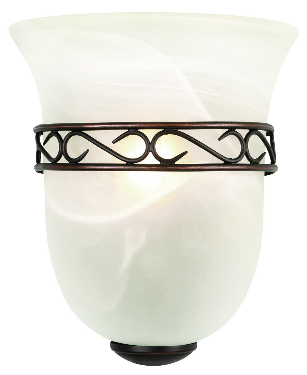 Design House 514588 Marlowe 1-Light Wall Sconce, Satin Nickel, Alabaster Glass