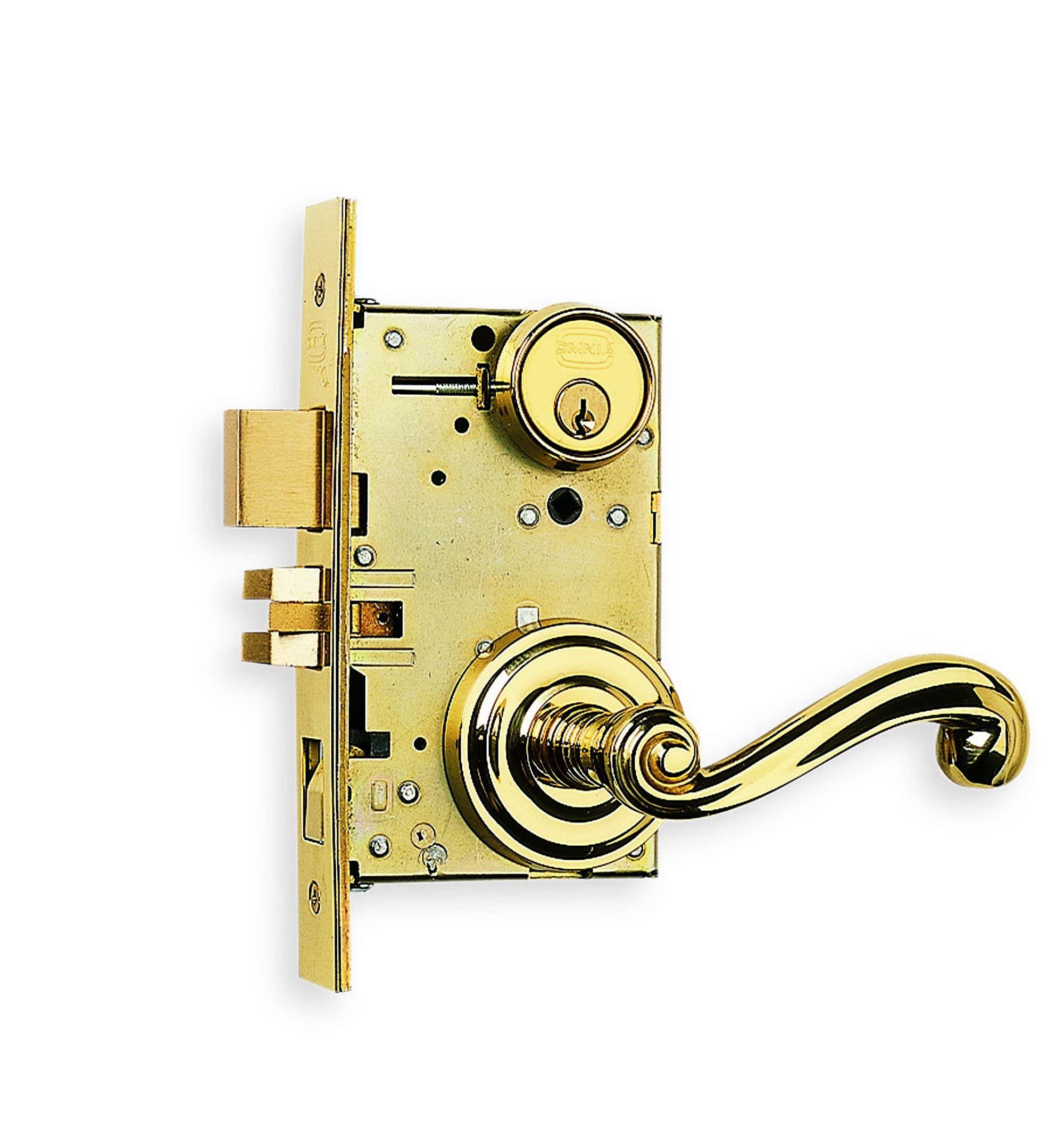 Omnia 1055 Exterior Traditional Mortise Lockset Sectional Rose (Traditional) w/ Lever