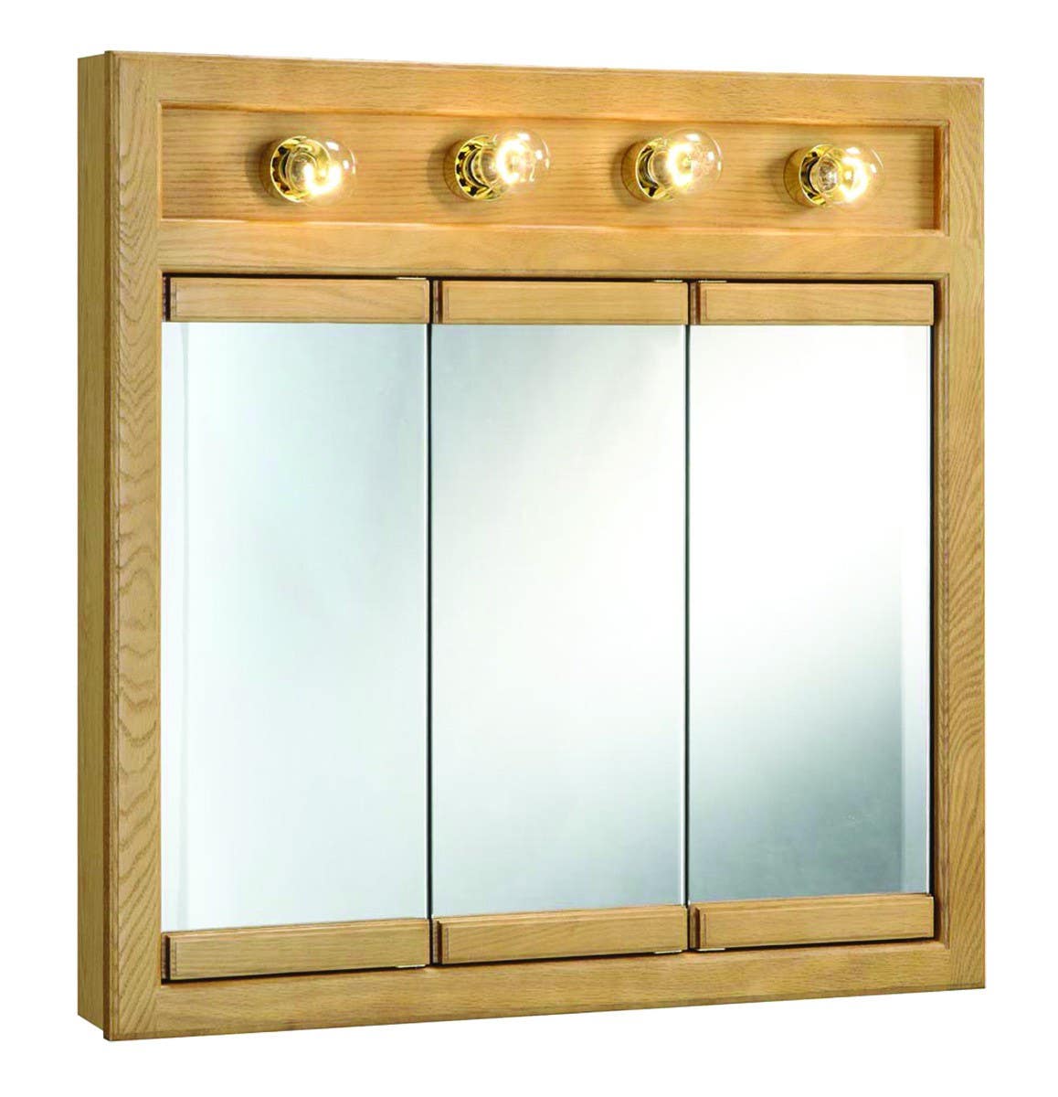 Design House 530592/530626 Richland Tri-View Surface Mount Lighted Cabinet, Nutmeg Oak