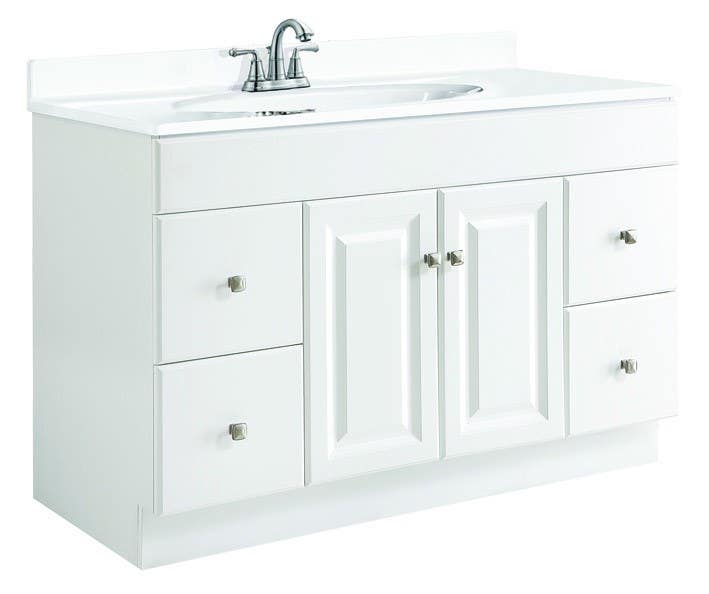 Design House 597278 Wyndham 48x21 White 2 Door & 4 Drawer Vanity Caninet, Unassembled