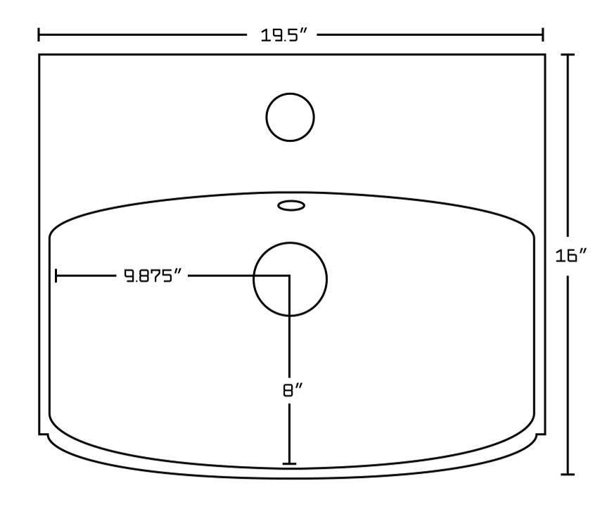 American Imaginations AI-20284 19.5-in. W Above Counter White Vessel For 1 Hole Center Drilling