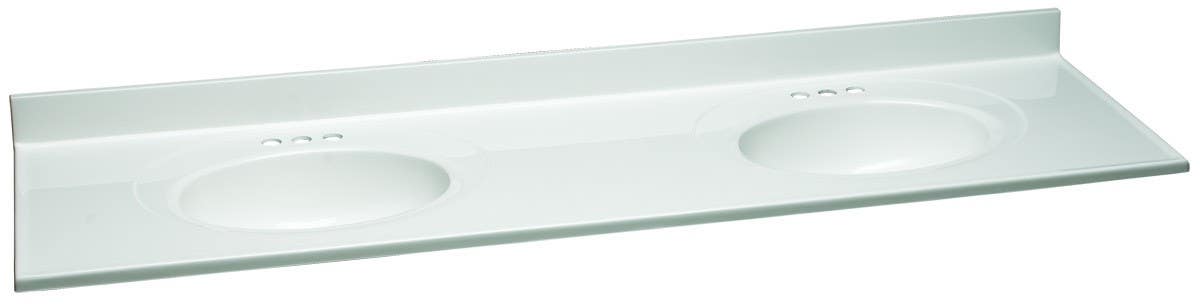 Design House 597393/476 Solid White Cultured Marble Double Bowl Top