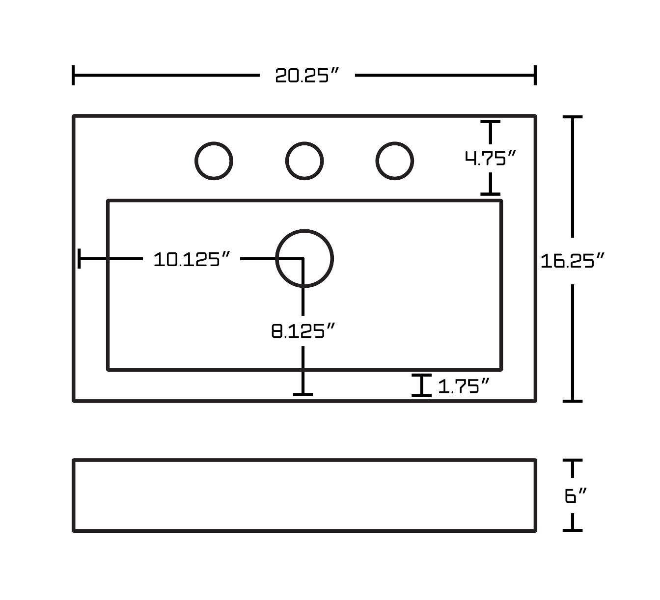 American Imaginations AI-26105 20.25-in. W Wall Mount White Vessel Set For 3H8-in. Center Faucet - Faucet Included
