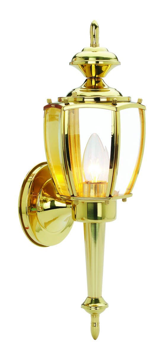 Design House 501486 Jackson Solid Brass Outdoor Wall Uplight w/ Clear Beveled Glass