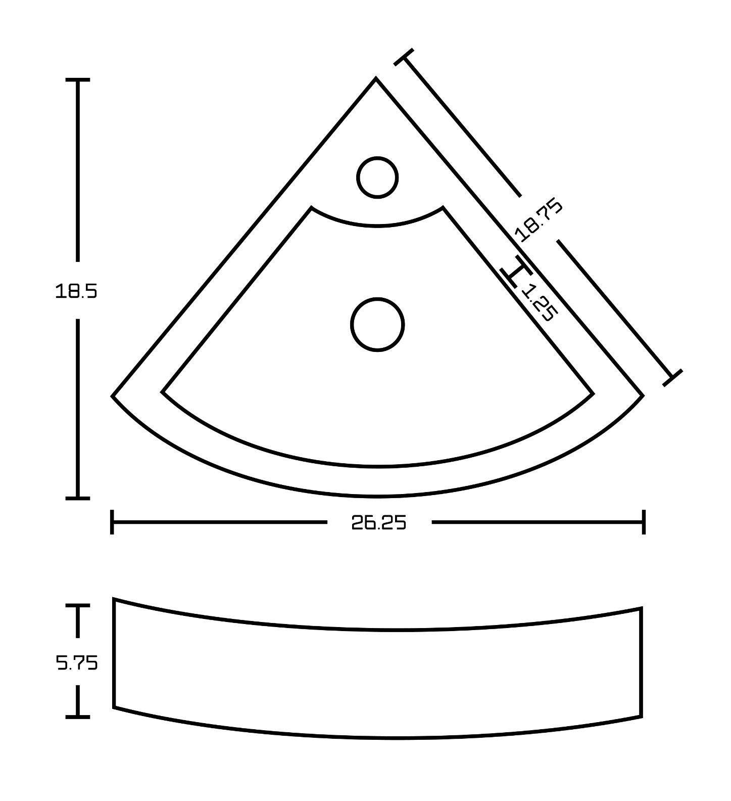 American Imaginations AI-26135 26.25-in. W Wall Mount White Vessel Set For 1 Hole Center Faucet - Faucet Included