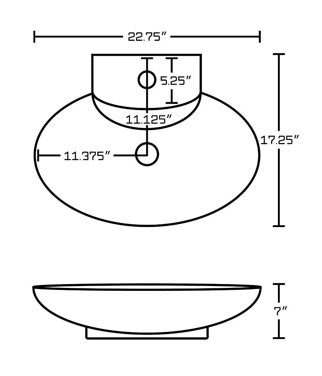 American Imaginations AI-26141 22.75-in. W Wall Mount White Vessel Set For 1 Hole Center Faucet - Faucet Included