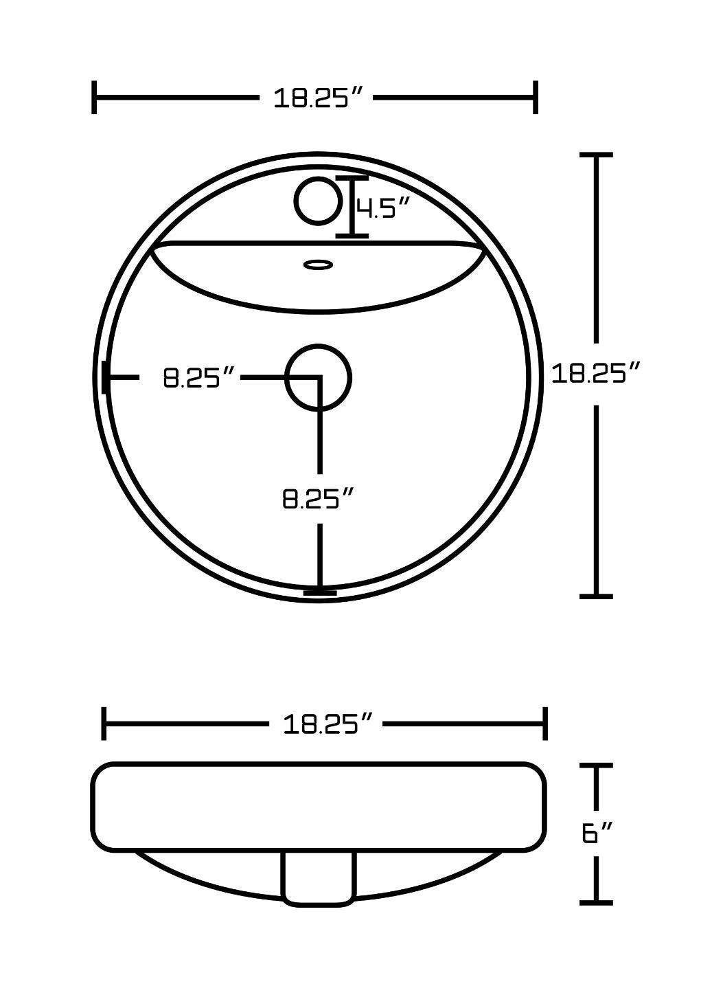 American Imaginations AI-26161 18.25-in. W Drop In White Vessel Set For 1 Hole Center Faucet - Faucet Included