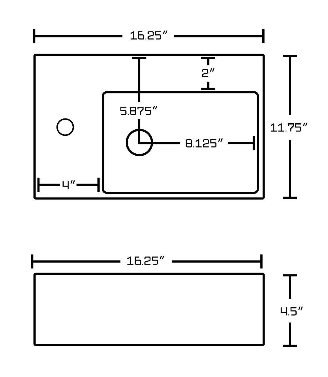 American Imaginations AI-26192 16.25-in. W Wall Mount White Vessel Set For 1 Hole Left Faucet - Faucet Included