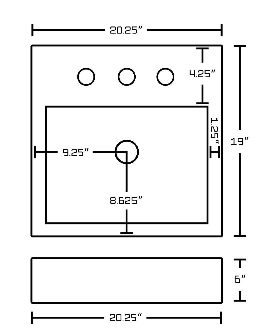 American Imaginations AI-26226 20.25-in. W Semi-Recessed White Vessel Set For 3H8-in. Center Faucet - Faucet Included