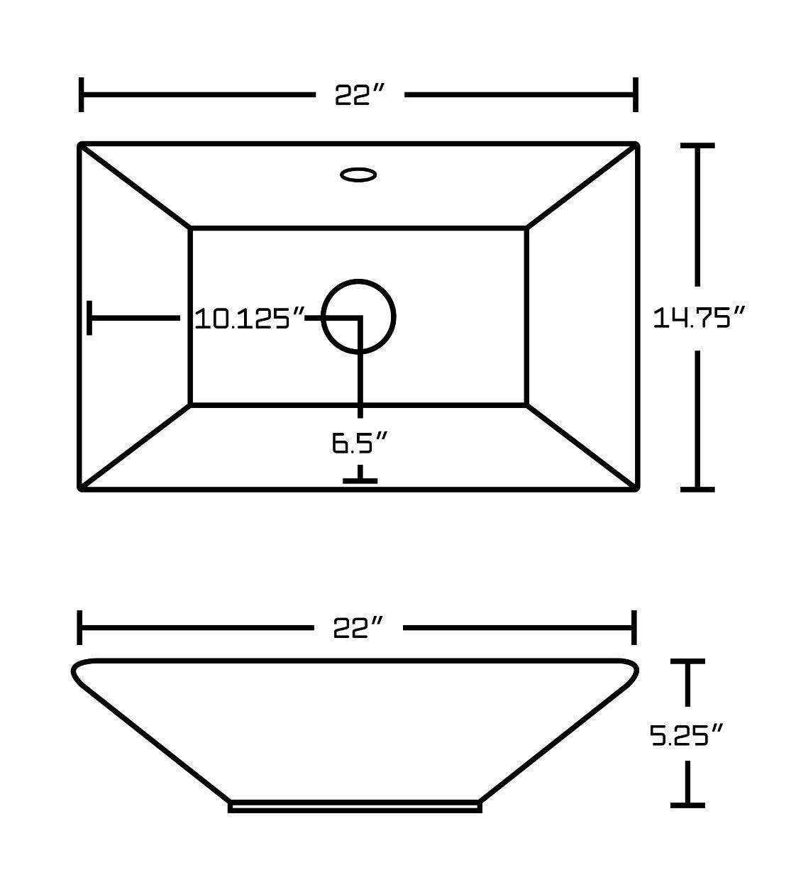 American Imaginations AI-26246 22-in. W Above Counter White Vessel Set For Deck Mount Drilling - Faucet Included