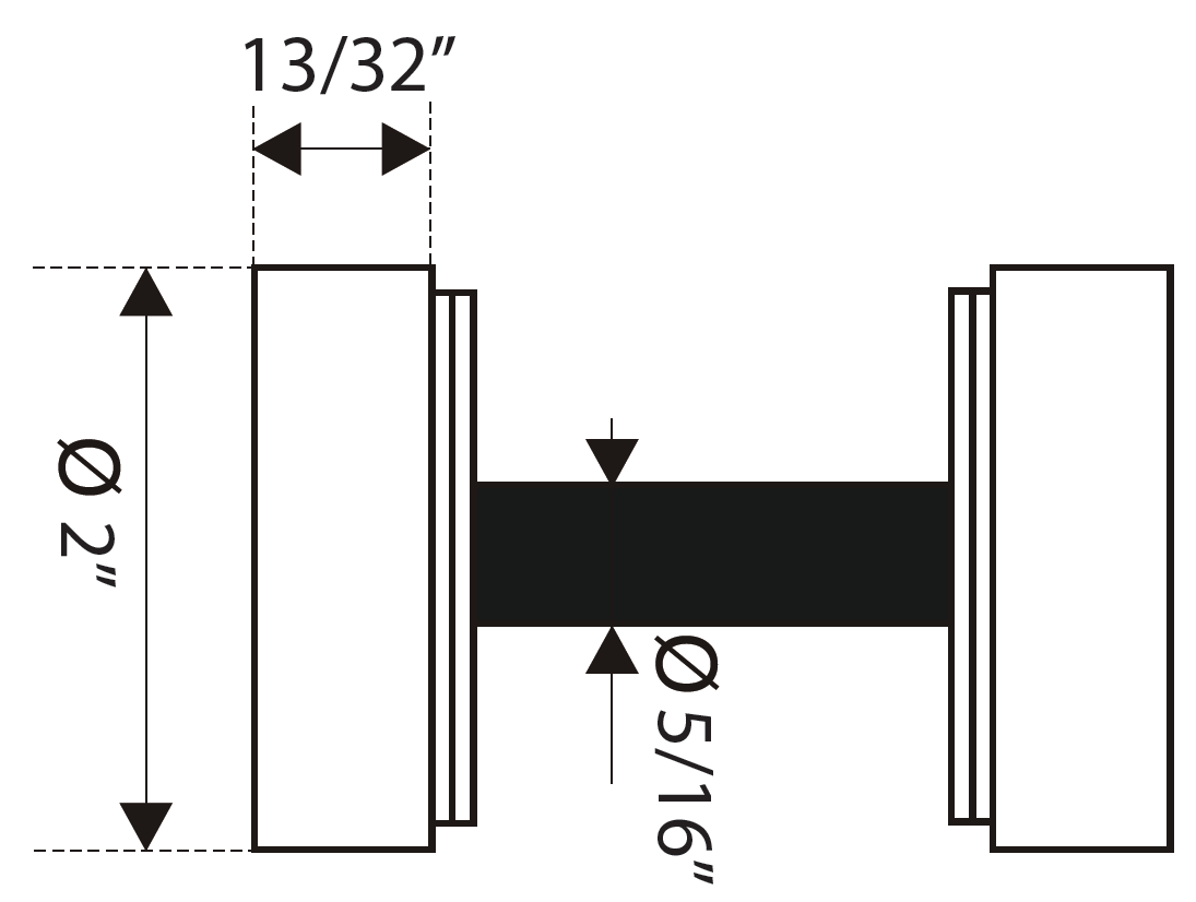 Cal-Royal FFP-200 Round Door Handle for Wood Doors (2? x 13/32?, 5/16?)