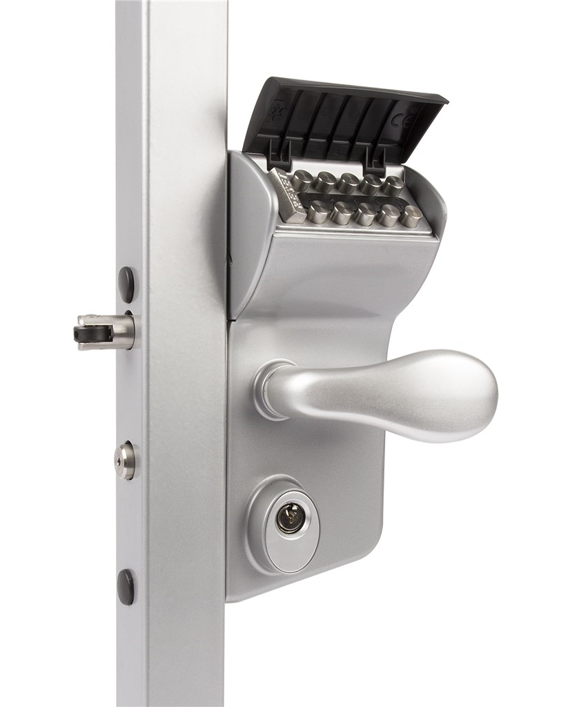 Locinox LMKQV2 Vinci, Surface Mounted Mechanical Code Lock, 3006C - Alum Handle Pair, VSZ - Keyed to Differ