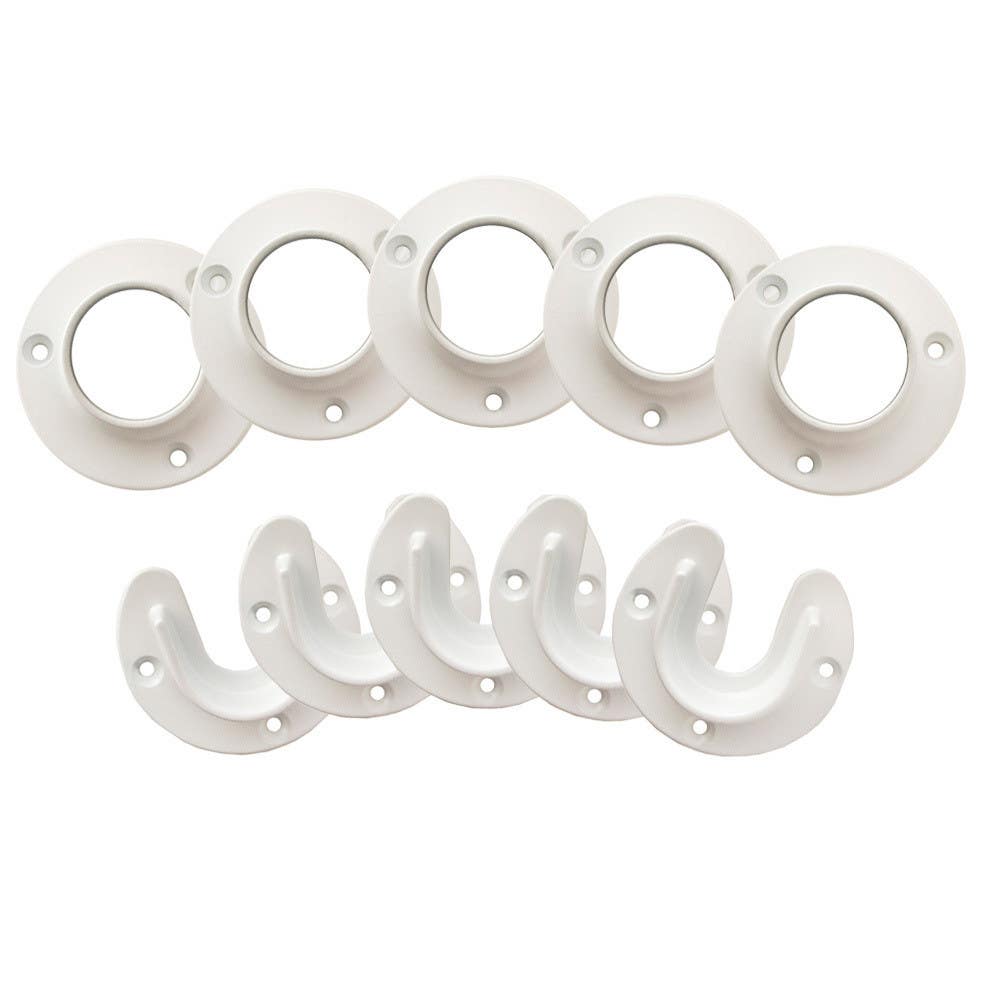 Design House 182717 Heavy Duty Closet Pole Socket, 5-Pack, White Finish