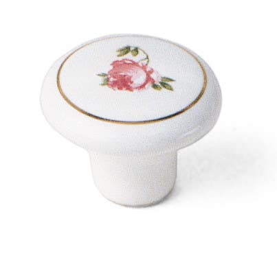 Laurey 02042 1-1/2" Porcelain White Knob with Flower Design