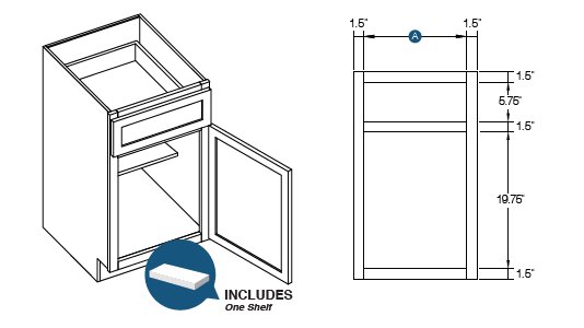 KCD Brooklyn Single Door Standard Base Cabinet