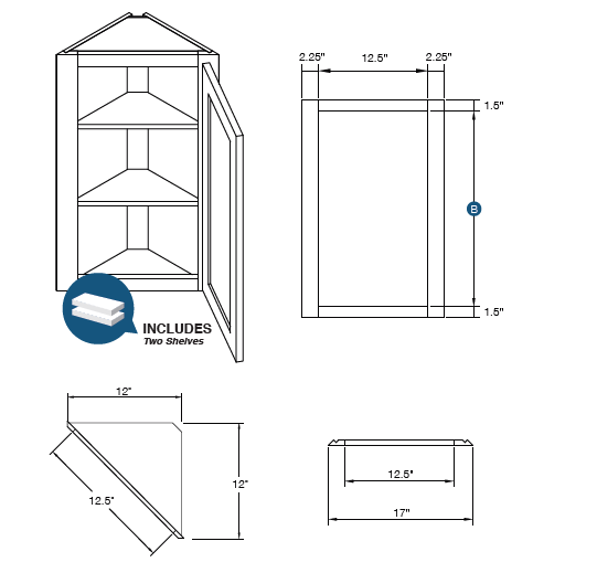 KCD Shaker Wall End Cabinet