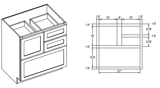 KCD Shaker Cooking Center Base Cabinet