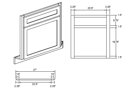 KCD Shaker Corner Sink Front for 42" Space