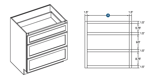 KCD Shaker Vanity Drawer Base
