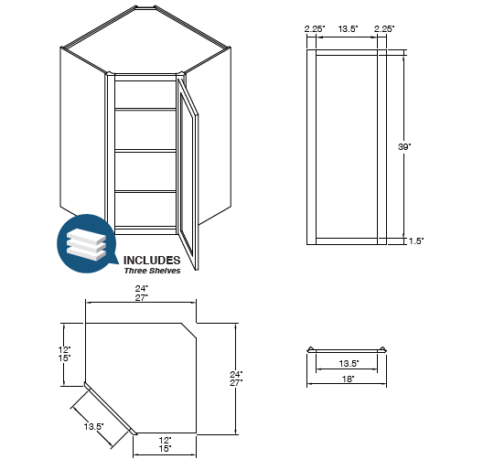 KCD Taylor Corner Wall Cabinet