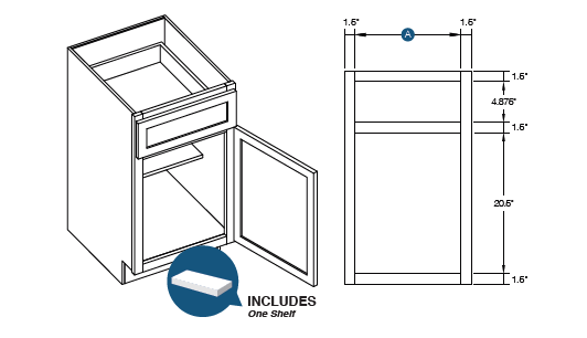 KCD Taylor Single Door Standard Base Cabinet