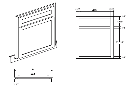 KCD Taylor Corner Sink Front for 42" Space