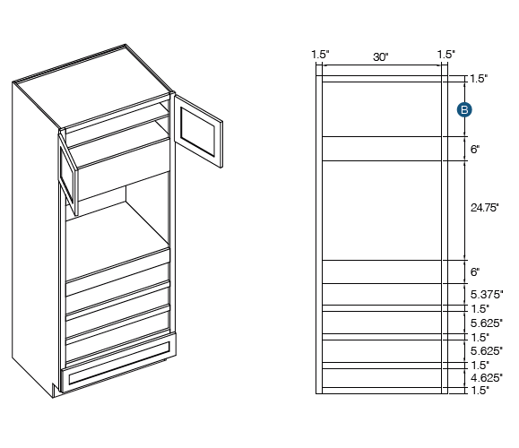KCD Taylor Oven Cabinet with Drawer Box Upgrade