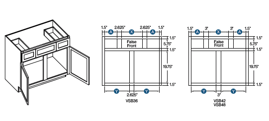KCD Taylor Vanity Sink Base with Drawer Box Upgrade