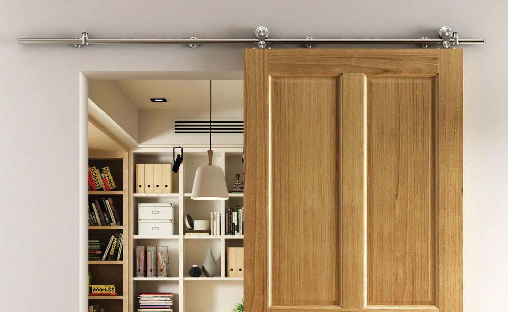 NGP SLSS1 Sliding Door Hardware Top Mount Round Track System, Stainless Steel