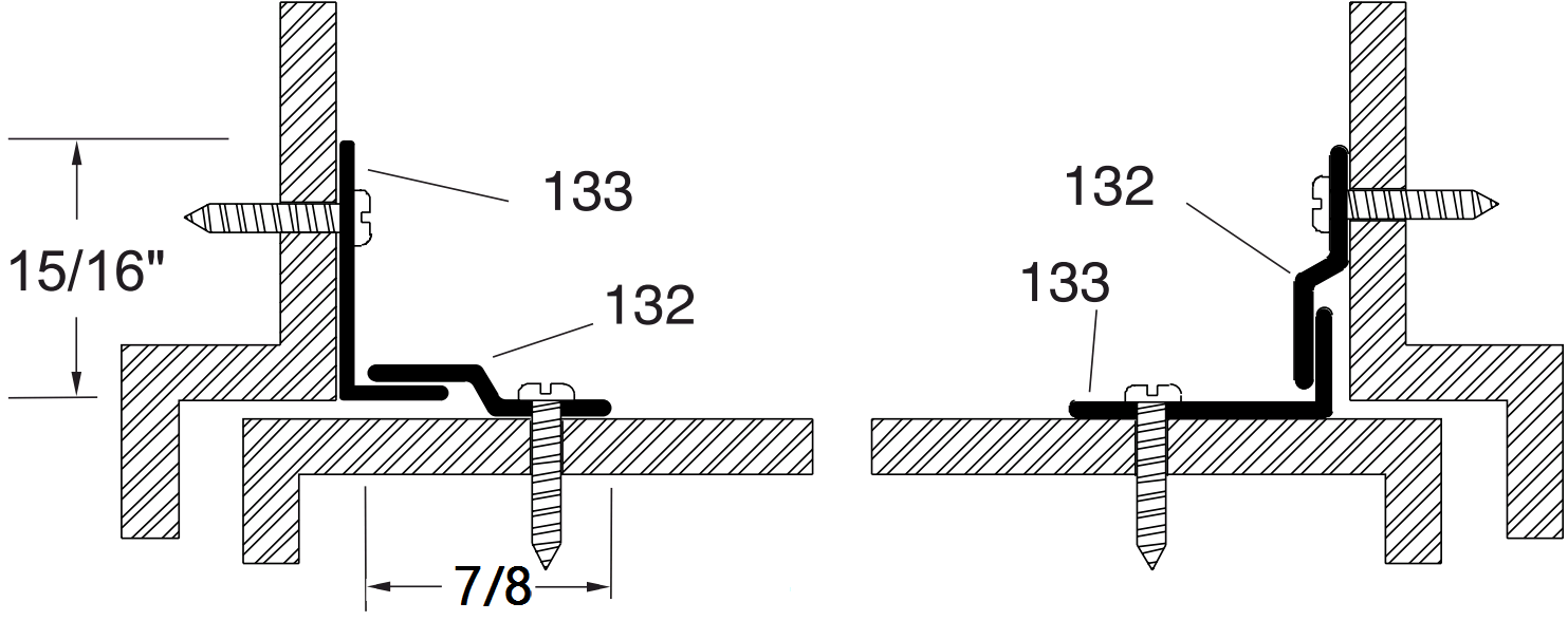 Reese 133 Weatherstrips, Astragal, Interlock Weatherstrip, 3/8" x 7/8"