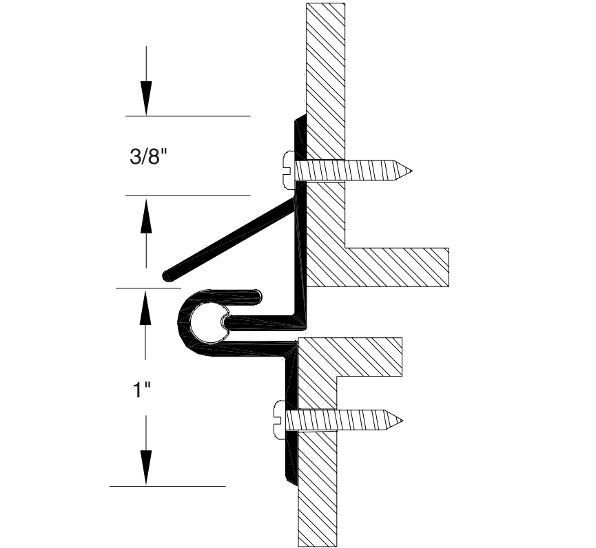 Reese 203 Threshold, Astragal, Interlocking Threshold, 1" x 5/8"