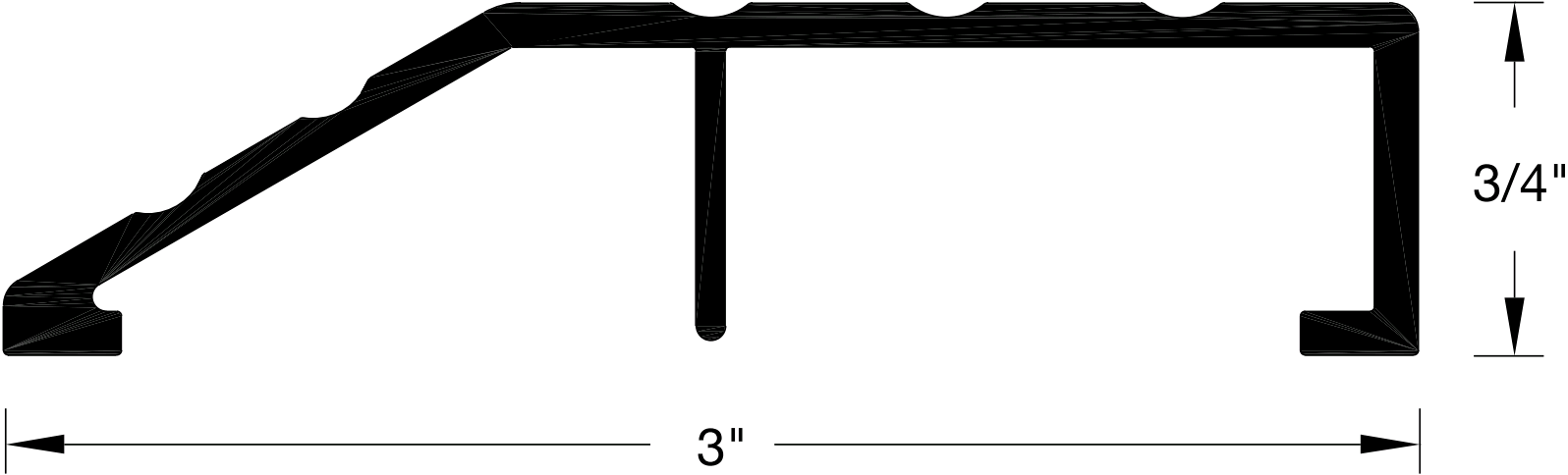 Reese S243 Thresholds, Half Saddle, 3" x 3/4"