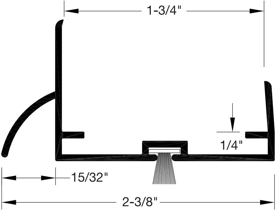 Reese DB597 Door Bottoms, Door Shoe / Extender, 1-3/4" x 1/4"
