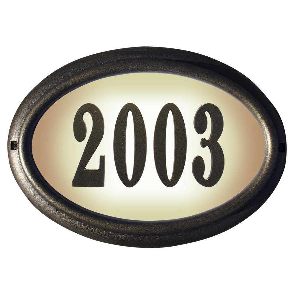 QualArc LTO-1302 Edgewood Oval Cast Aluminum Frame "Do It Yourself Kit" Lighted Address Plaque