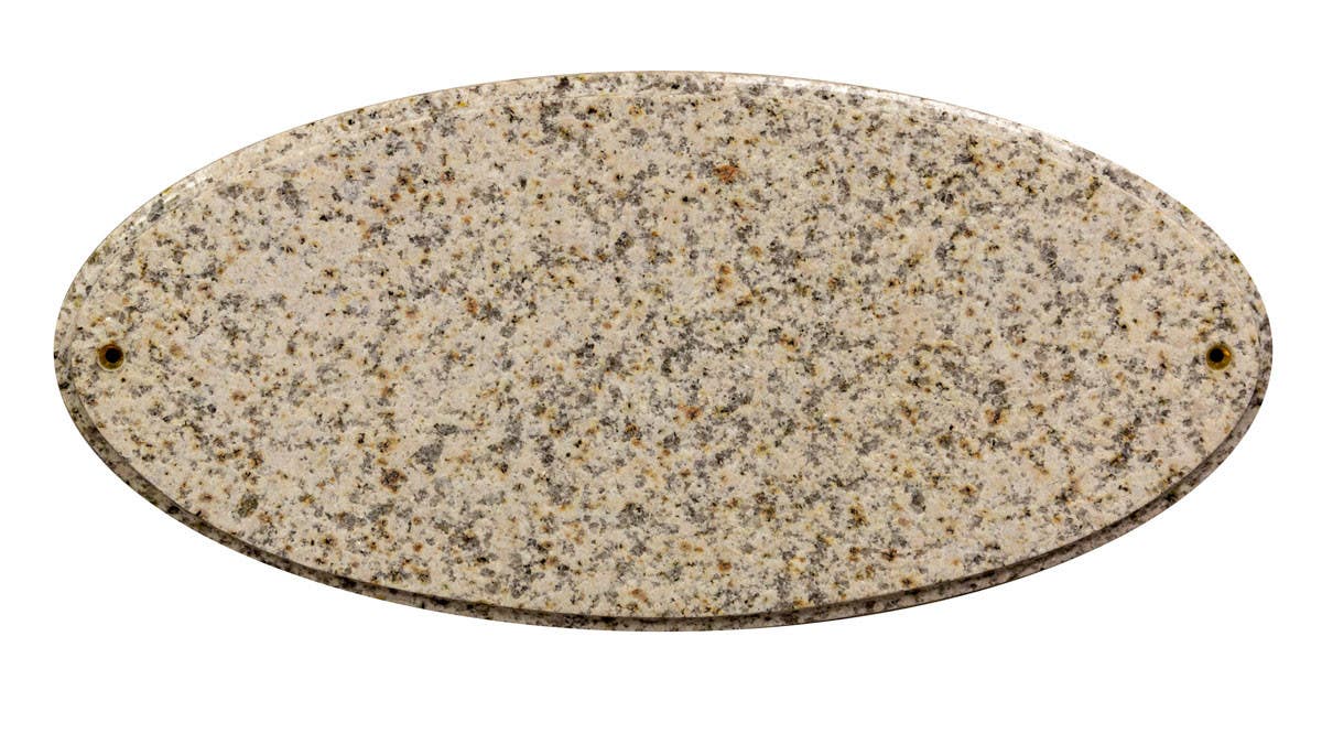 QualArc ROC-4701 Rockport Oval Solid Granite Address Plaque with Engraved Text