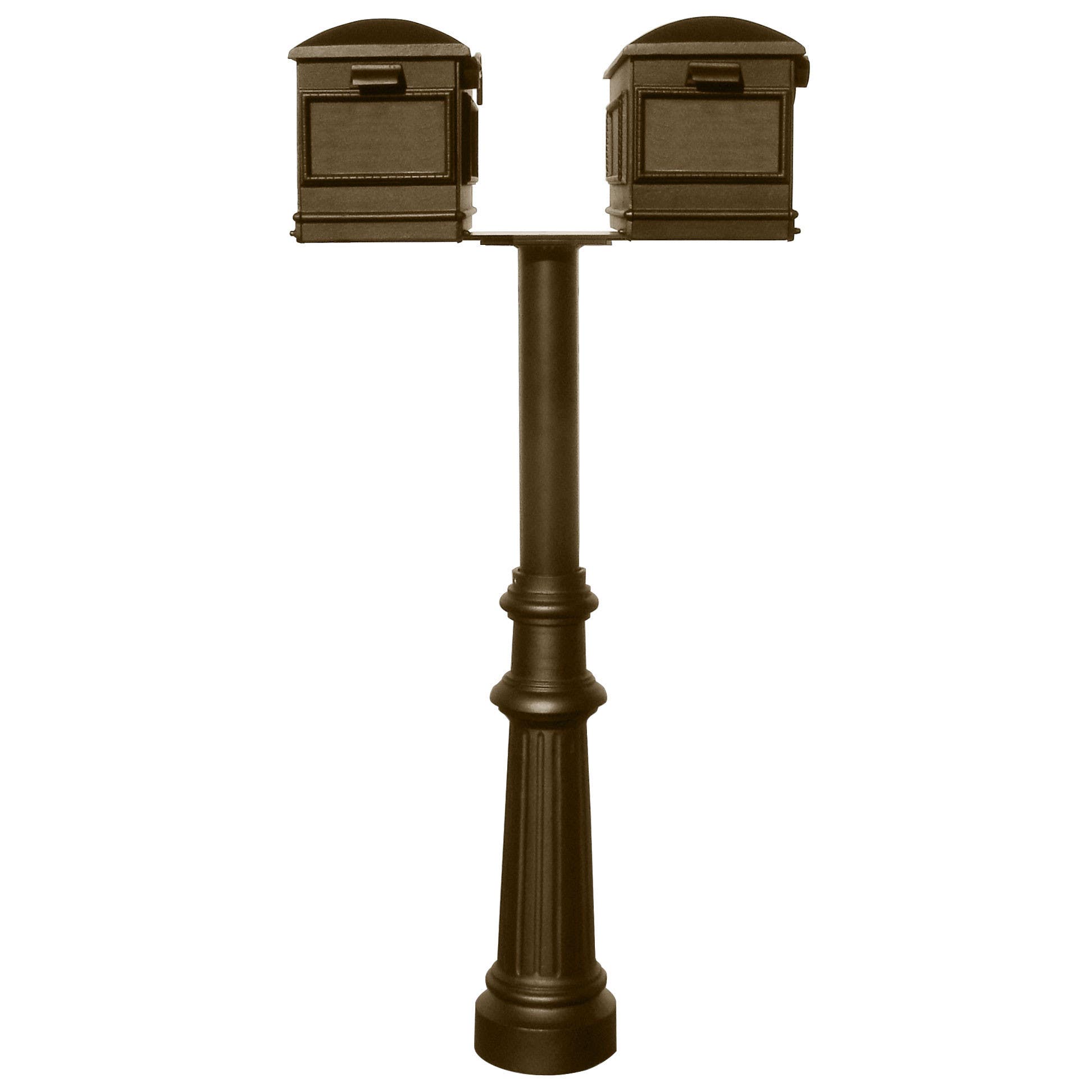 QualArc HPNS2 Hanford Twin Post System with Lewiston Mailbox and Bronze Finish
