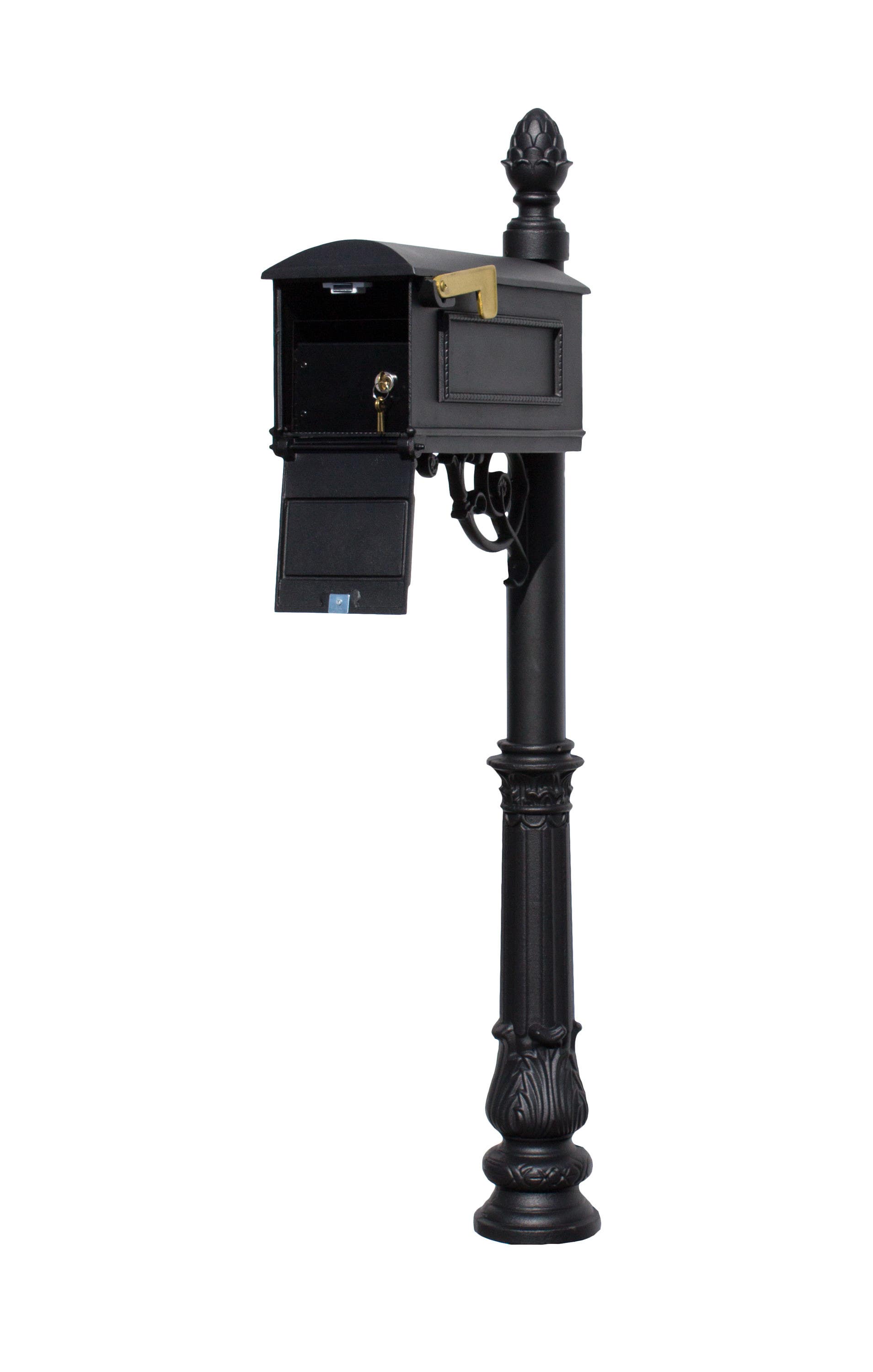 QualArc LMC Lewiston Mailbox, Post, 3 Cast Plates and Locking Insert Option