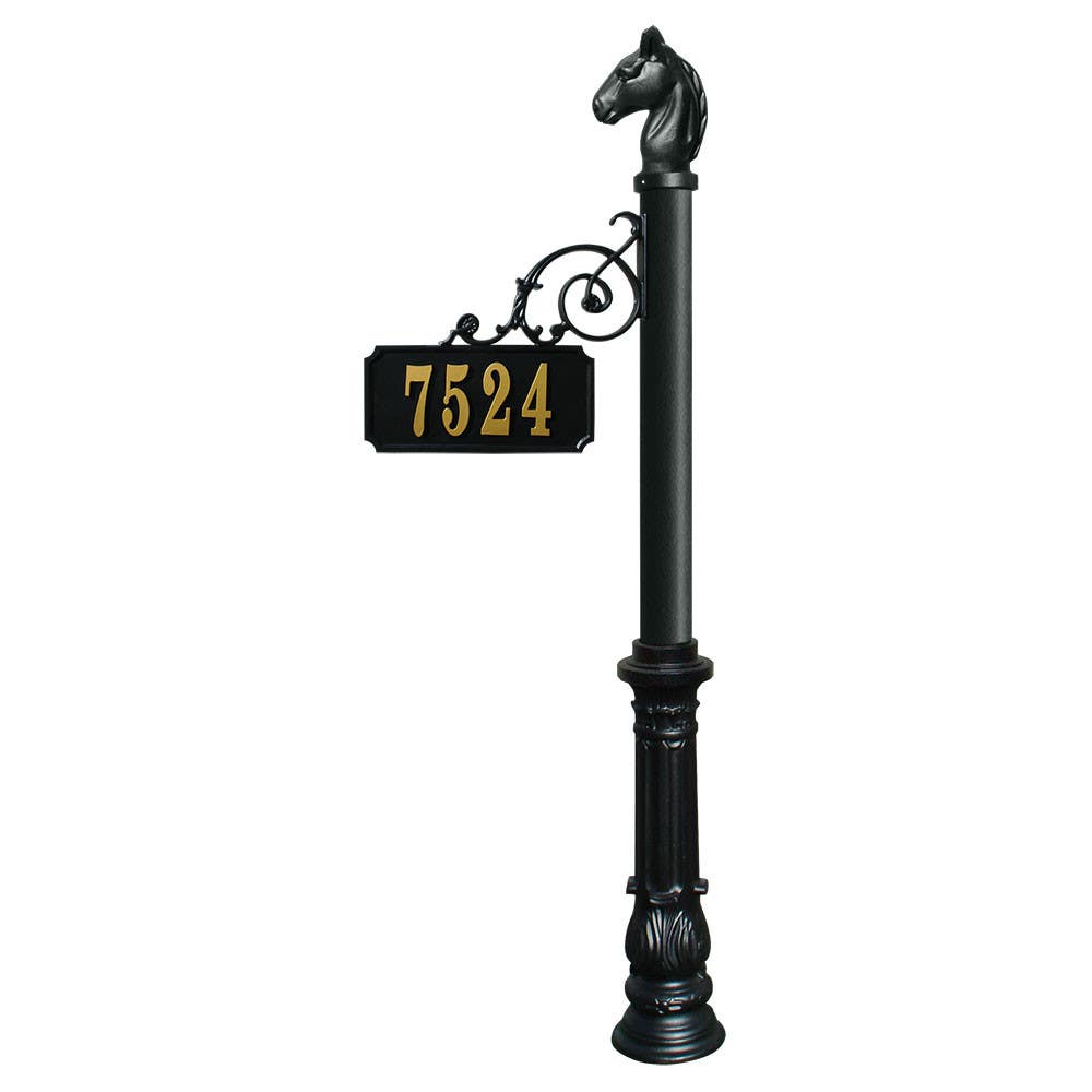 QualArc ADPST Scroll Mount Address Post with Decorative Base and Finial