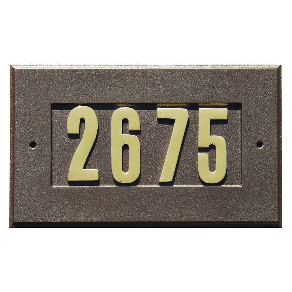QualArc ADD-1410 Manchester Address Plate with 3" Gold Brass Number
