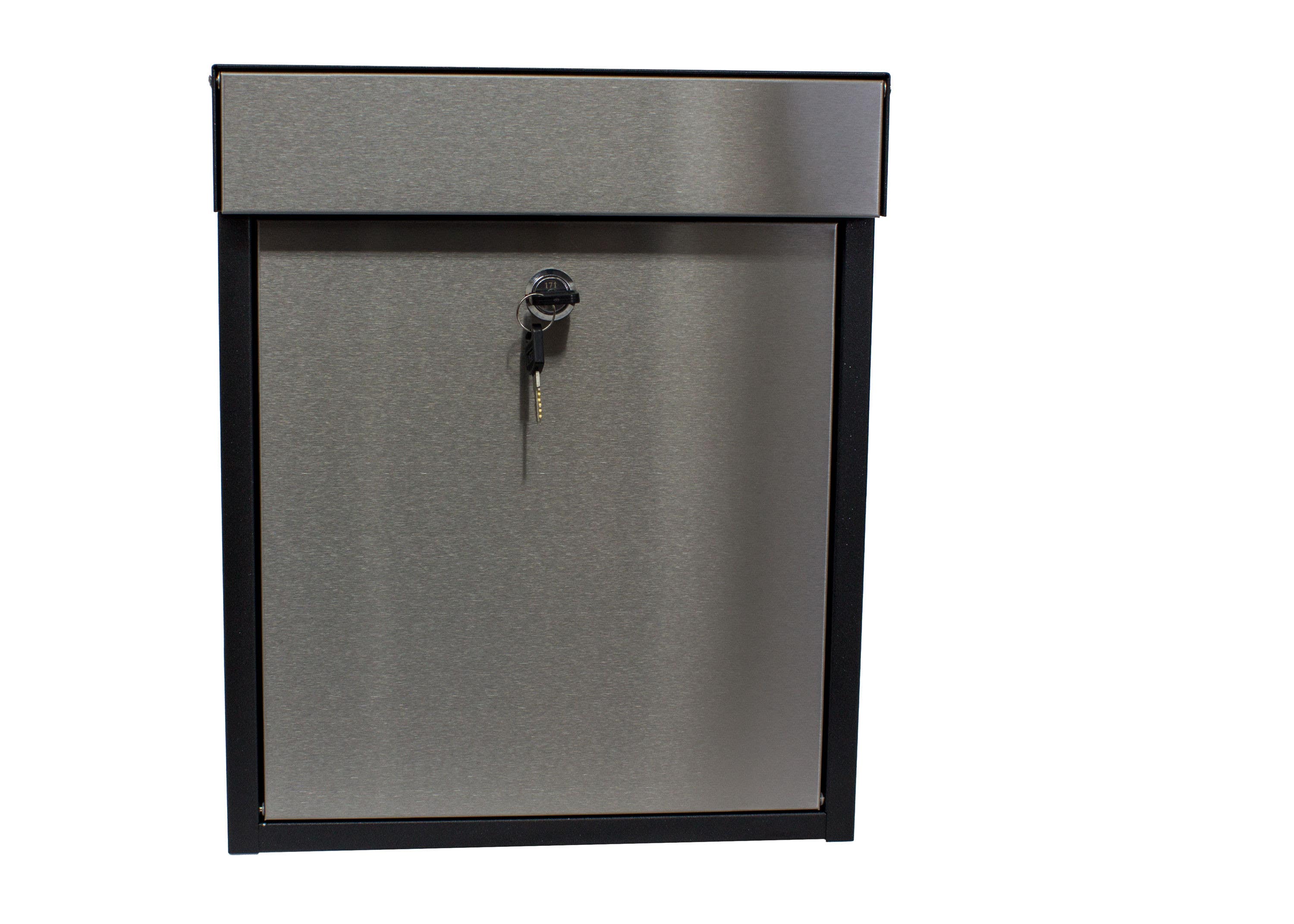 QualArc WF-P010 Winfield Woodlake Locking Mailbox, Black Stainless Steel
