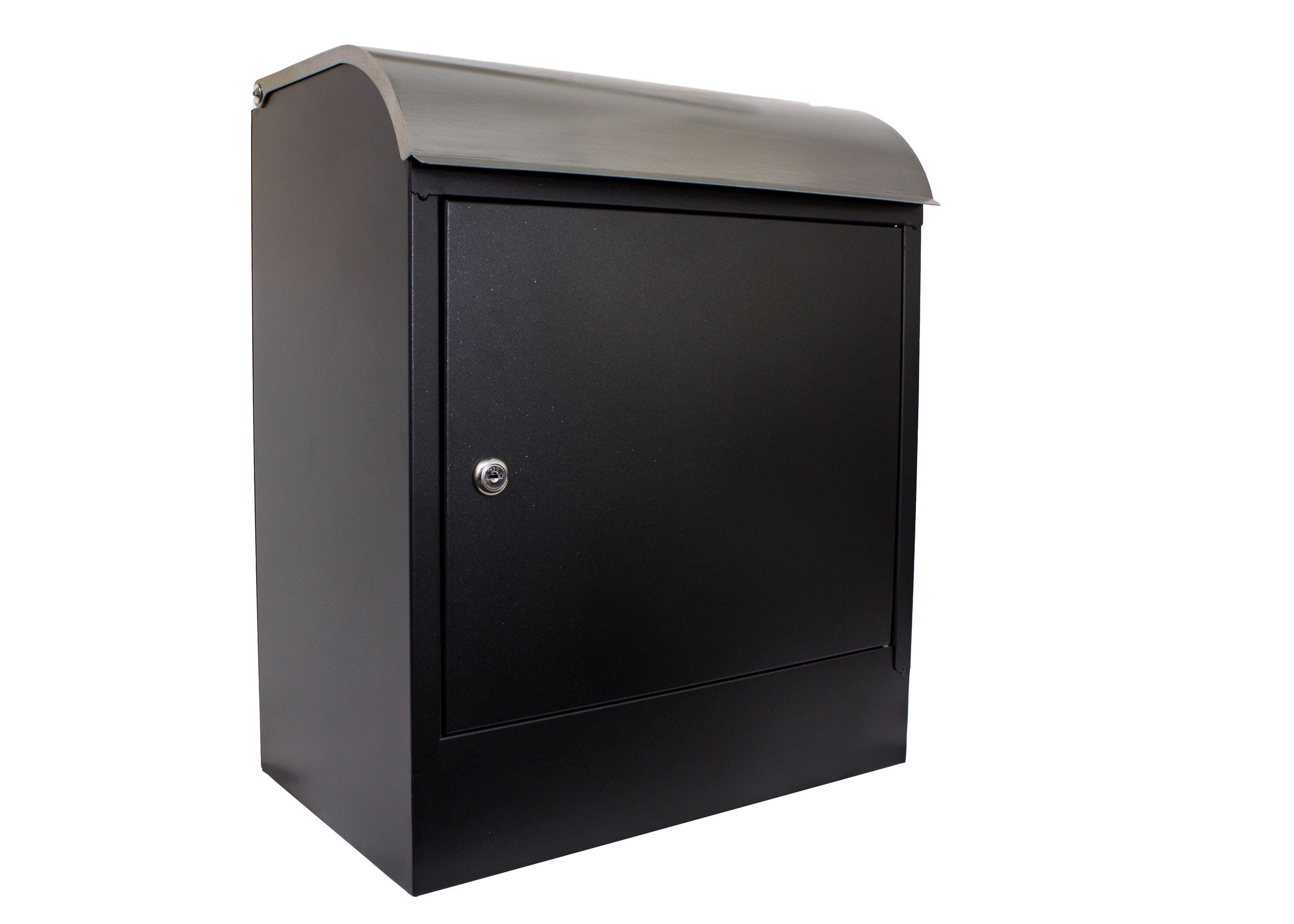 QualArc WF-PB018 Winfield Selma Locking Mail & Parcel Box, Black with Stainless Steel
