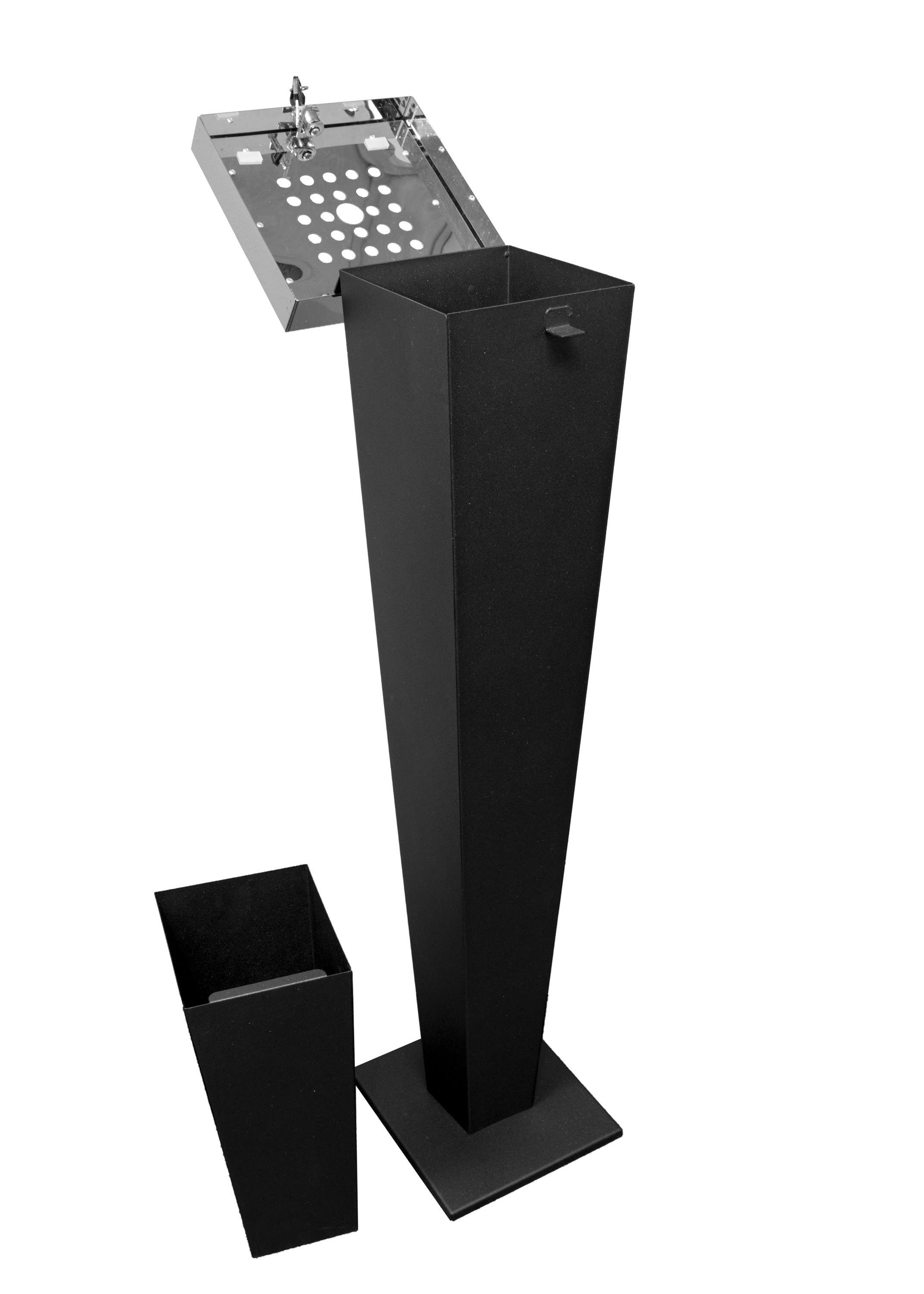 QualArc WF-PS08S Winfield Huron Free Standing Cigarette Ash Receptical, Black w/Chrome