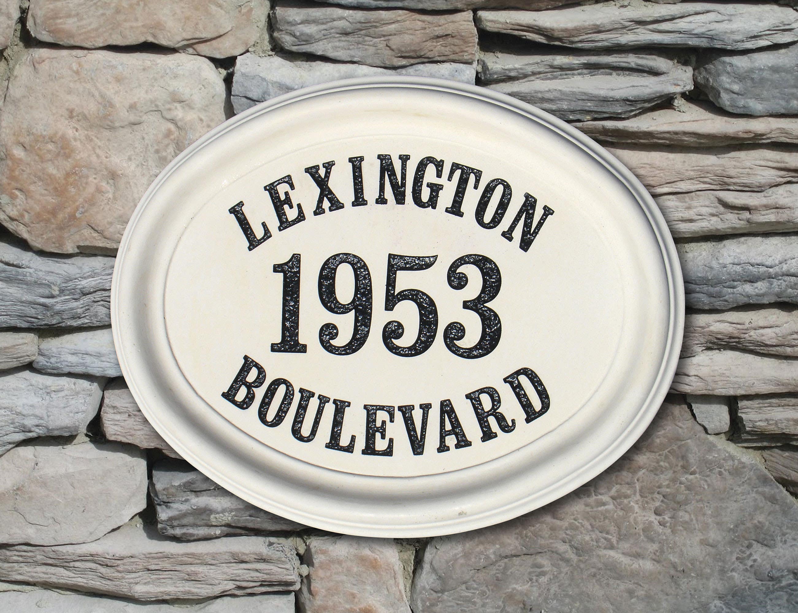 QualArc CCAB-OVL Engraved Oval Cast Concrete Address Block