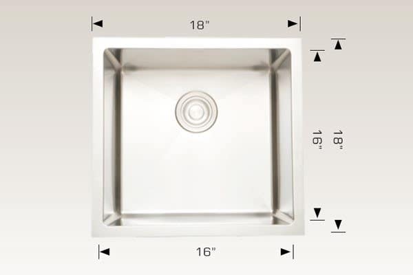 American Imaginations AI-27412/ AI-27413 18-in. W CSA Approved Chrome Kitchen Sink With Stainless Steel Finish And 18 Gauge