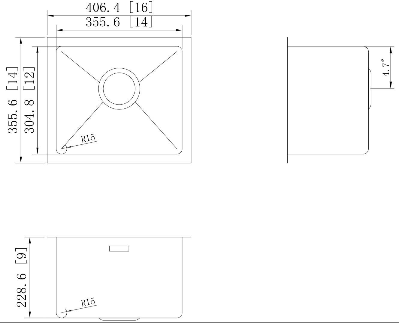 American Imaginations AI-27495/ AI-27496 16-in. W CSA Approved Chrome Kitchen Sink With Stainless Steel Finish And 18 Gauge