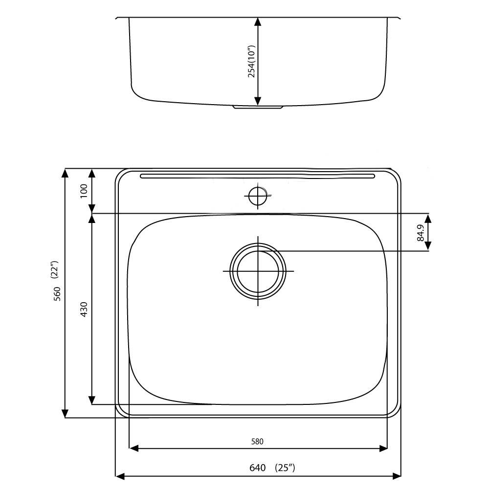 American Imaginations AI-27622/ AI-27623/ AI-27770 25-in. W CSA Approved Chrome Kitchen Sink With Stainless Steel Finish And 18 Gauge