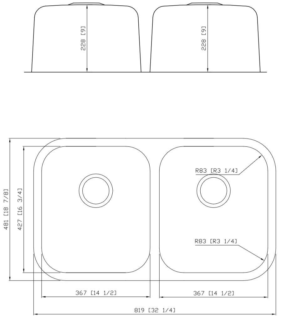 American Imaginations AI-27630/ AI-27631 32.25-in. W CSA Approved Chrome Kitchen Sink With Stainless Steel Finish And 18 Gauge